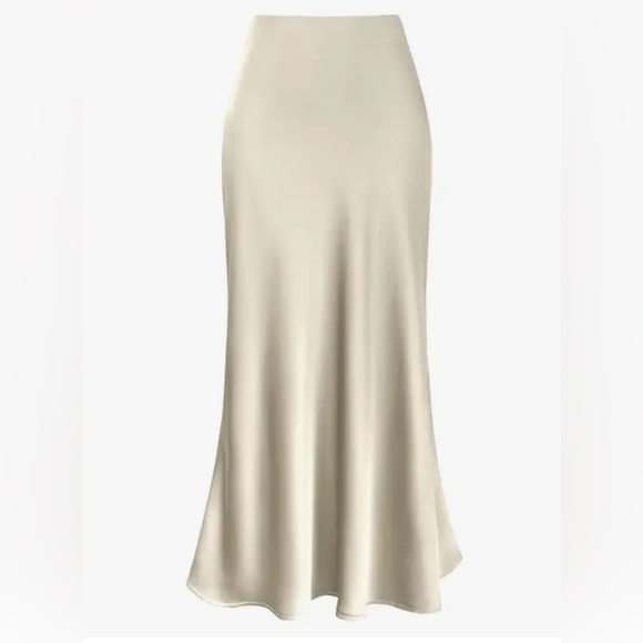NWT Satin Mermaid Skirt In Champagne Size Medium - Picture 2 of 14